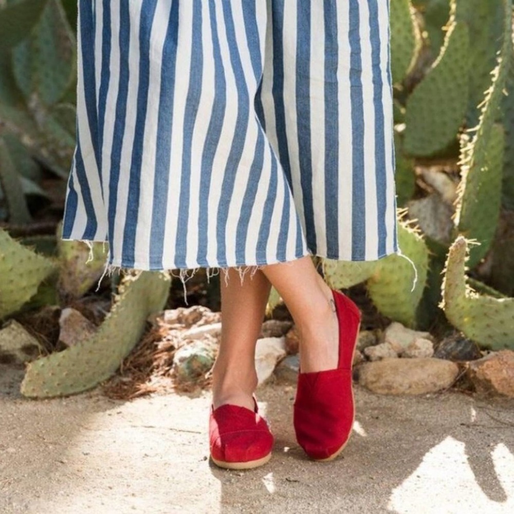Toms Red Classic Canvas Slip-on Shoes